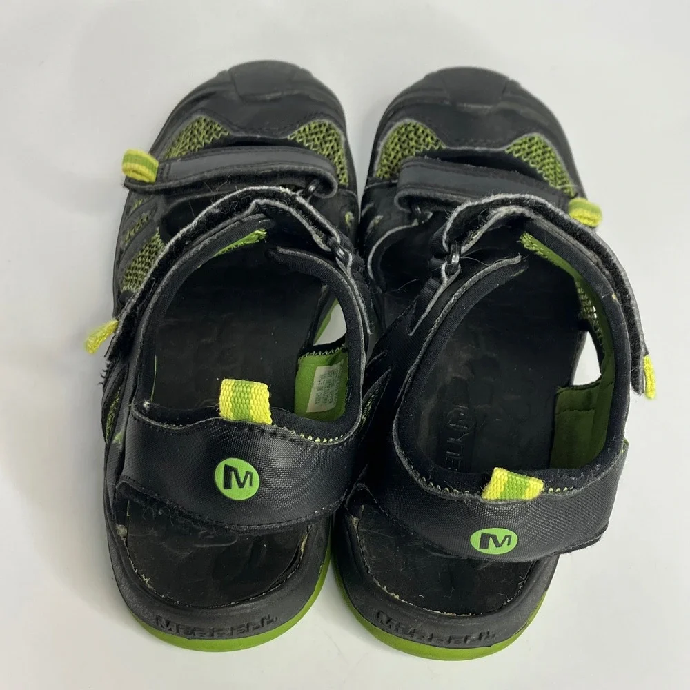 Merrell boys hydro rapid sandals black green size‎ 5 big kid water shoes hiking